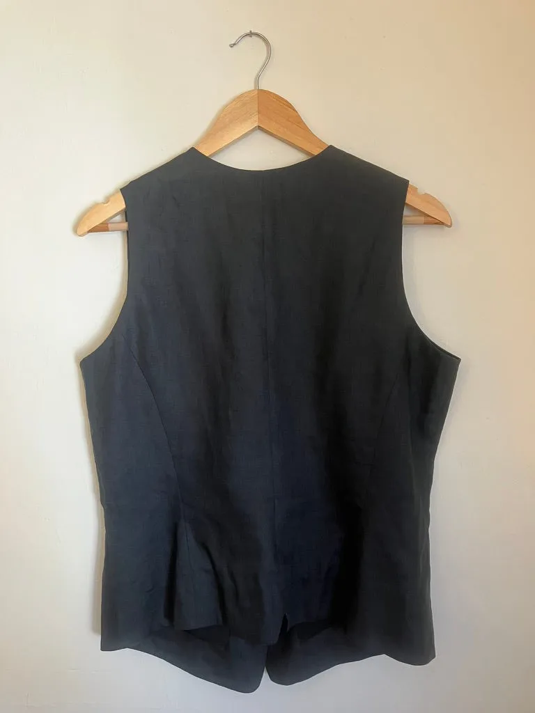 Vintage Black Linen Vest