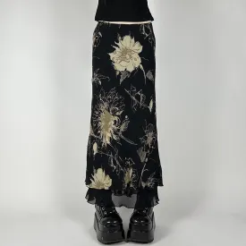 Vintage  Boho Tie-dyed Floral Printed Mesh Skirt