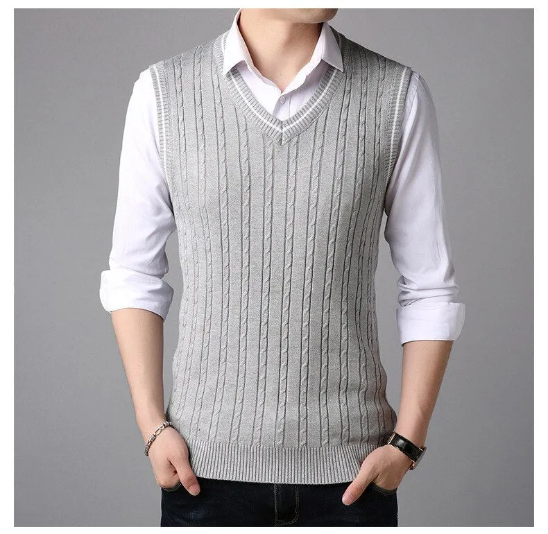 West Louis™ Casual Knitted V-Neck Elegant Sweater Vest