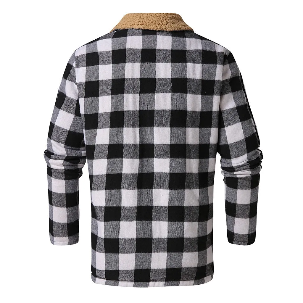 West Louis™ Fashion Winter Plaid Black&White Jacket