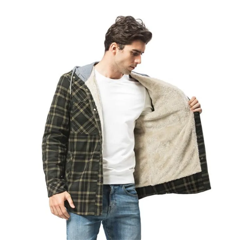 West Louis™ Winter Casual Plaid Hooded Velvet Jacket