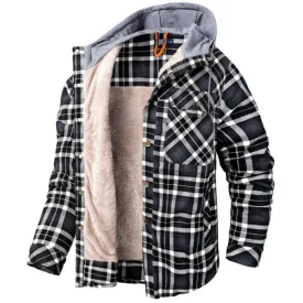 West Louis™ Winter Casual Plaid Hooded Velvet Jacket