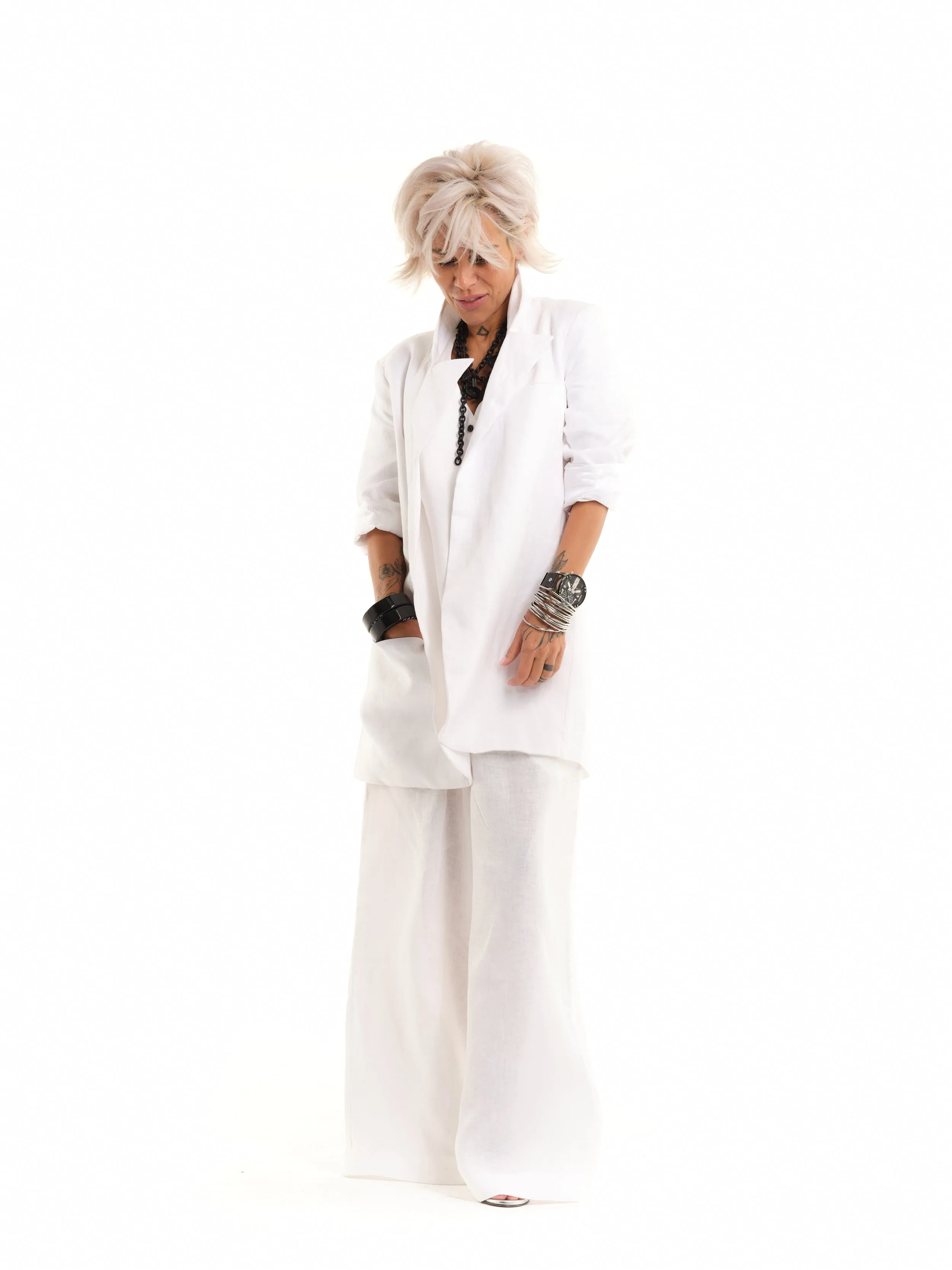 White Linen Blazer