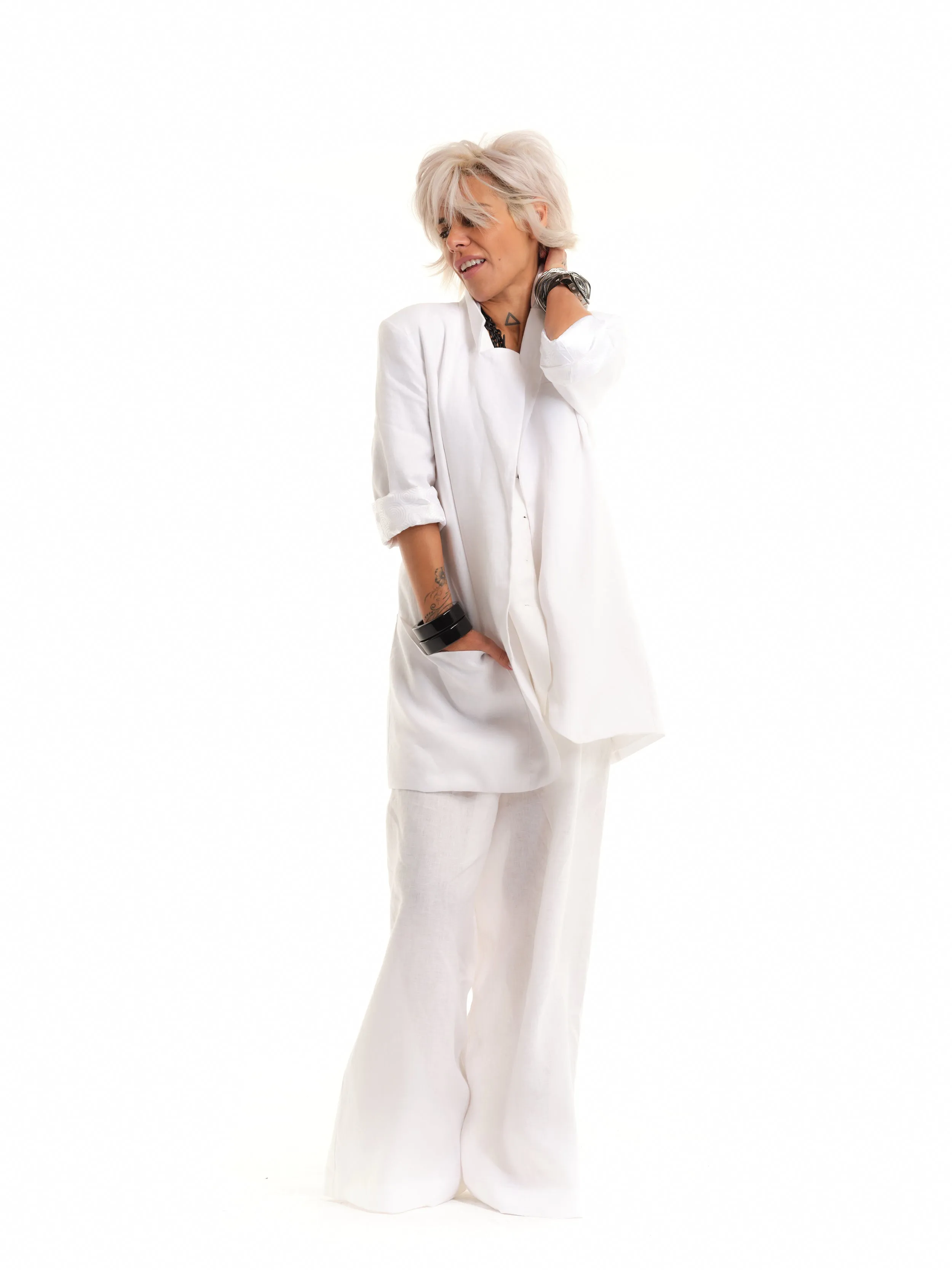 White Linen Blazer