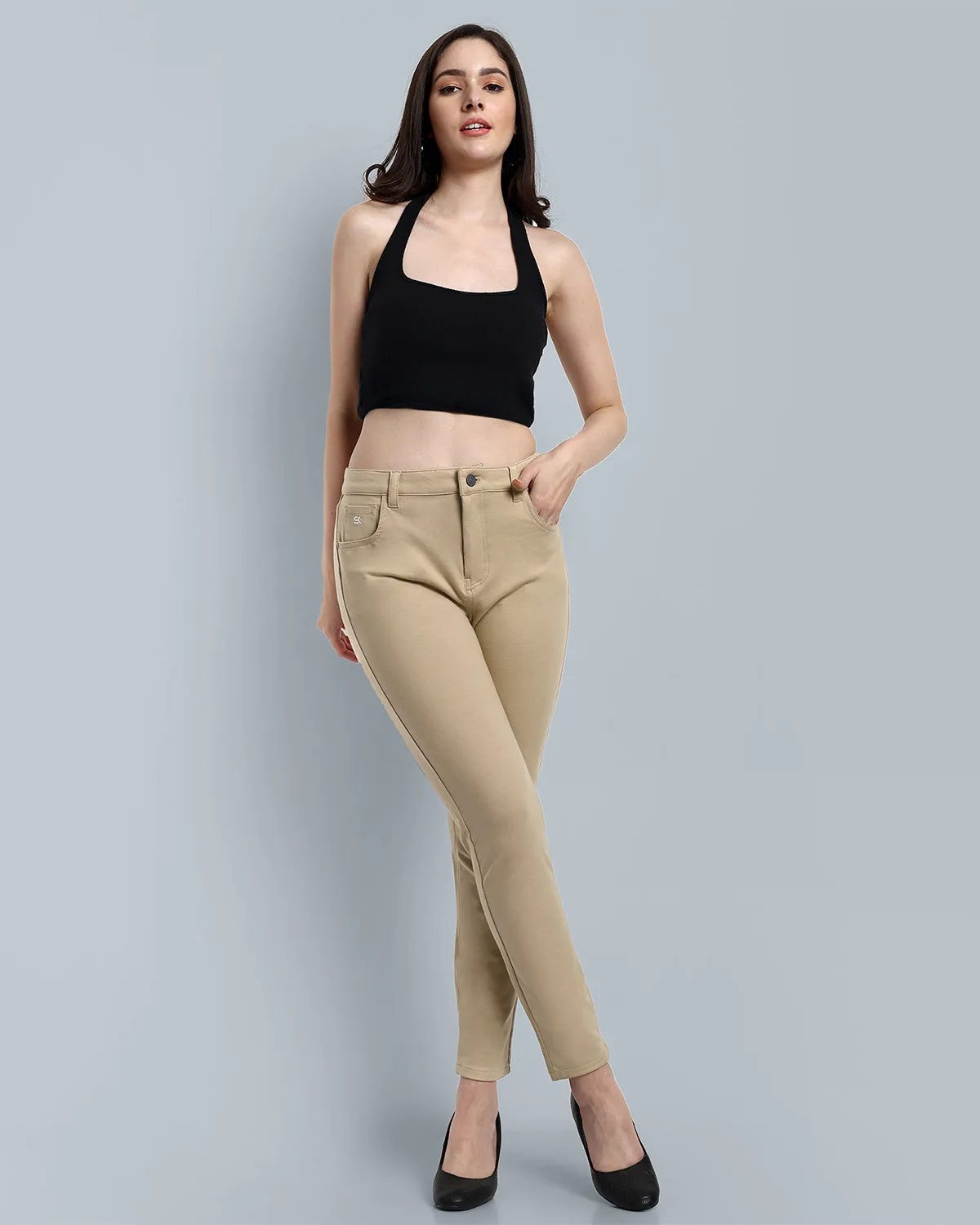 Women Beige Regular Fit Casual Pant