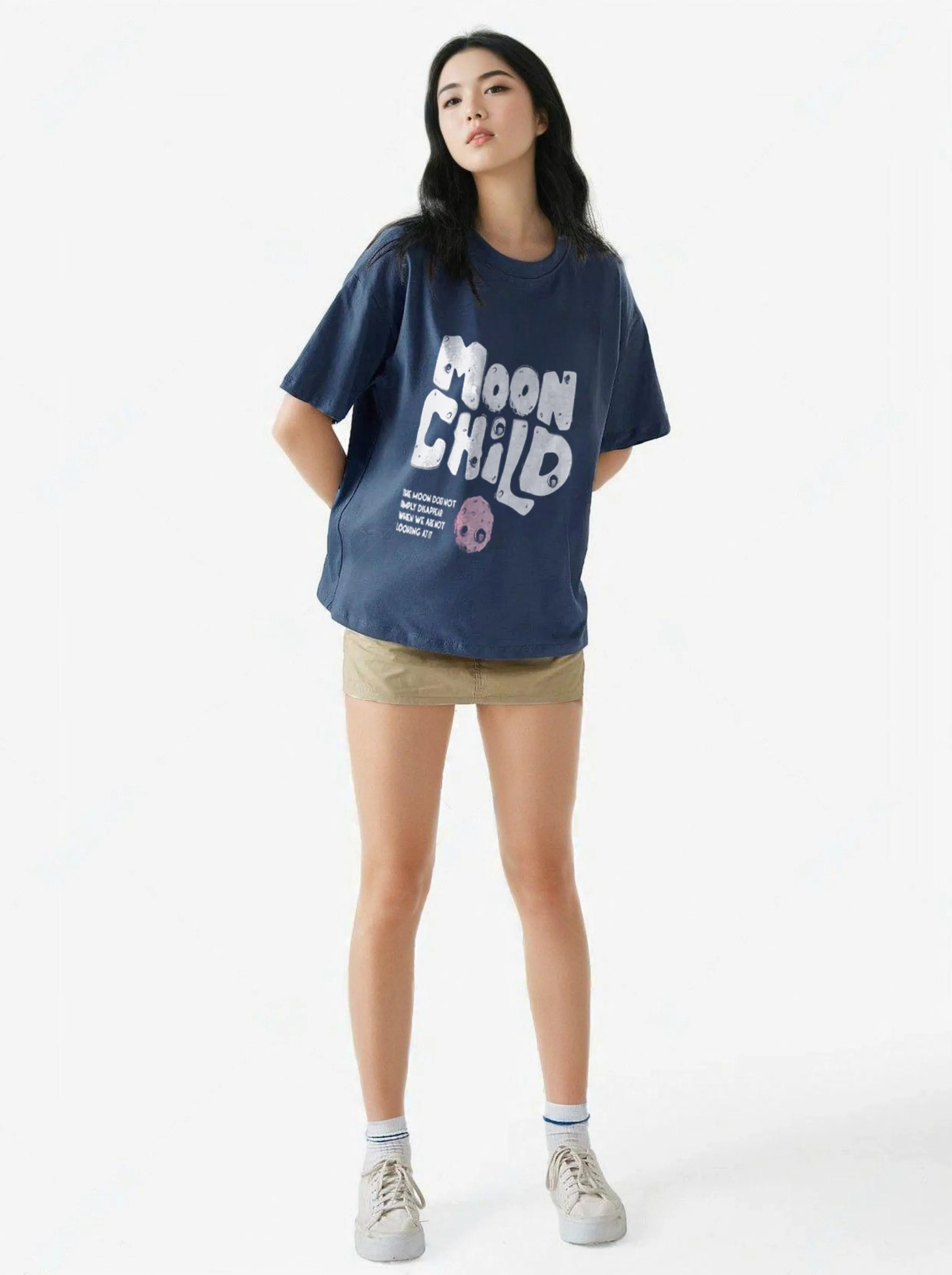 Women Blue Oversized T-shirt - The Moon child