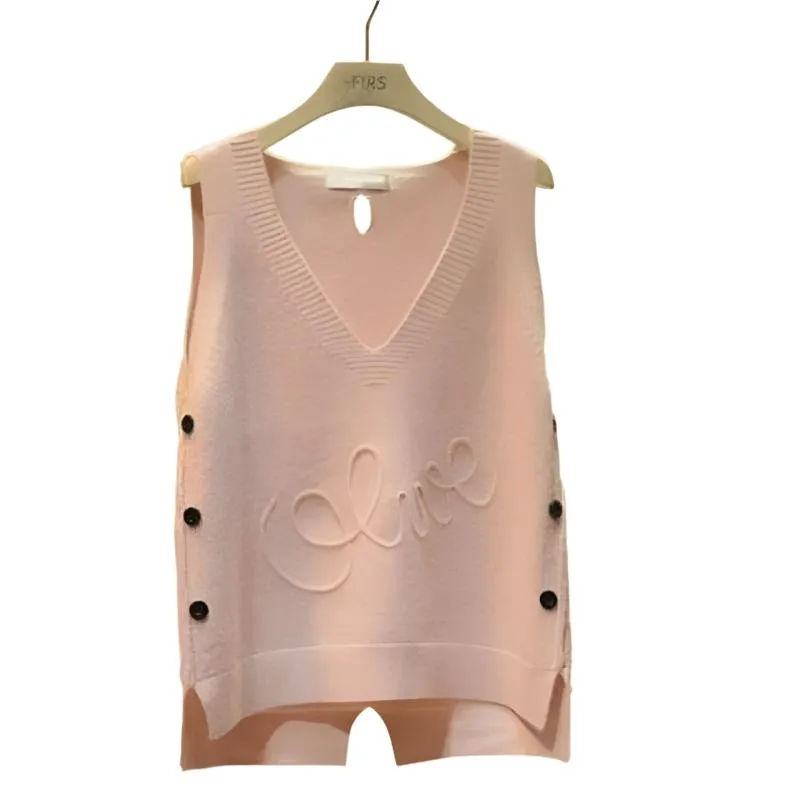 Women Large Size Loose Ladies Knit Vest Short Button,Korean Style