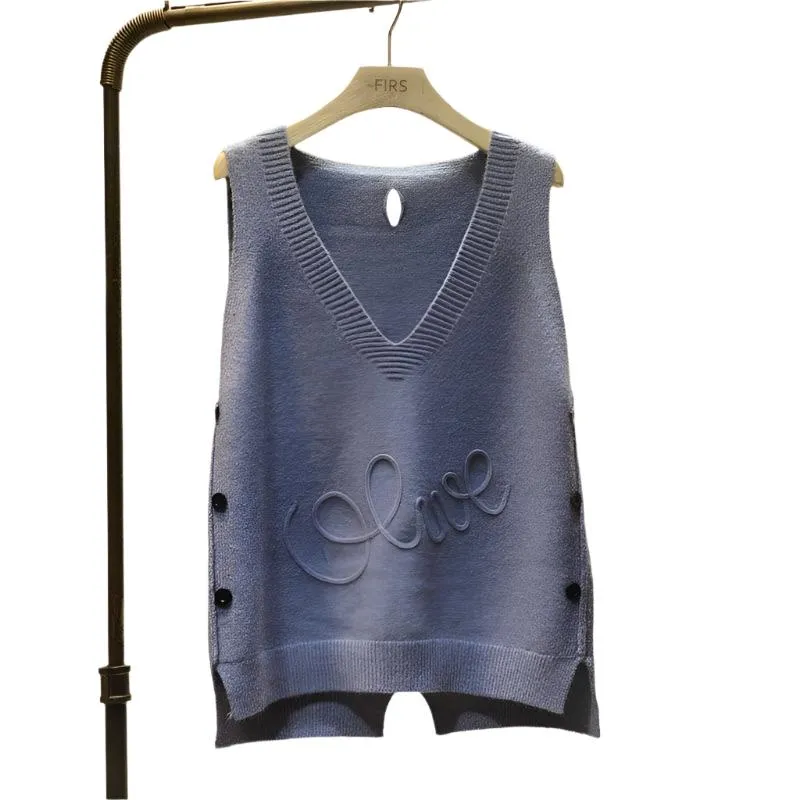 Women Large Size Loose Ladies Knit Vest Short Button,Korean Style