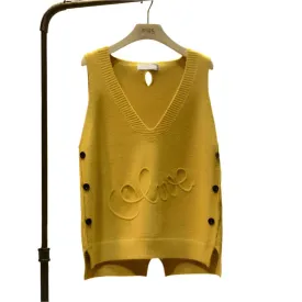 Women Large Size Loose Ladies Knit Vest Short Button,Korean Style