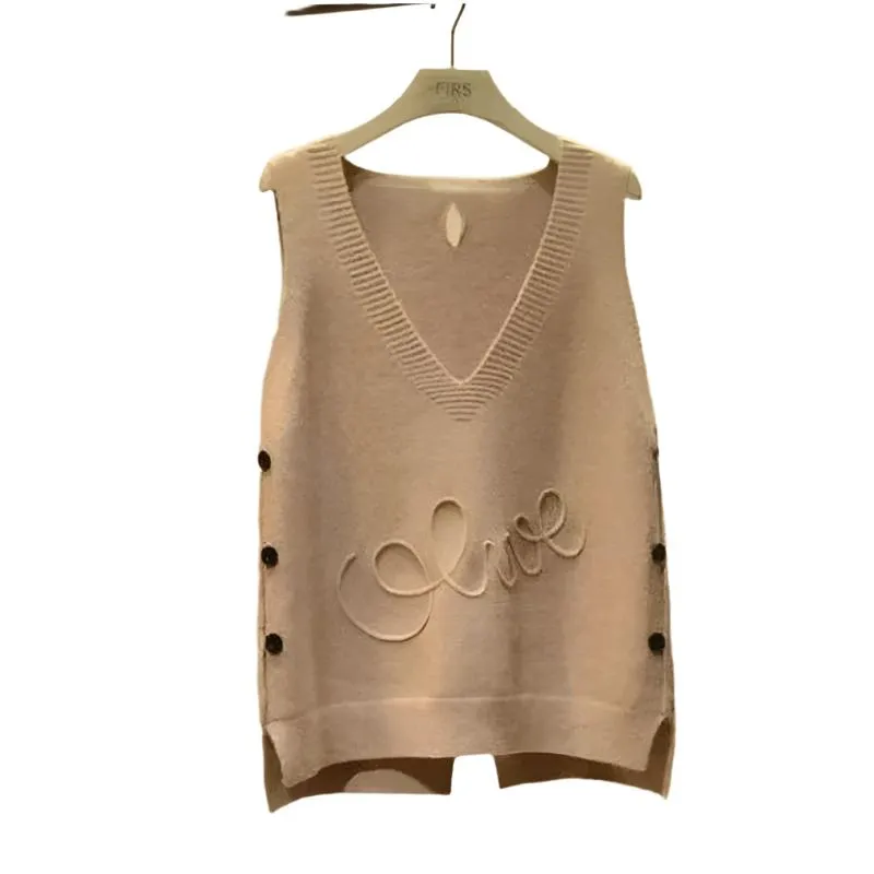 Women Large Size Loose Ladies Knit Vest Short Button,Korean Style