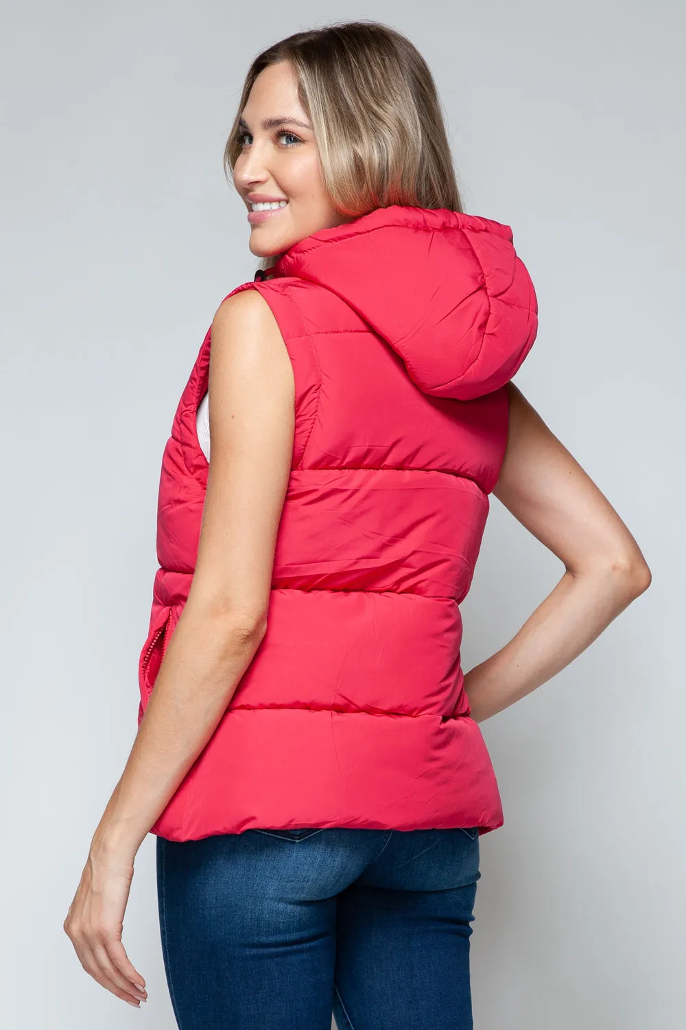 Women Snobbish Snap and Zip Closure Hooded Vest