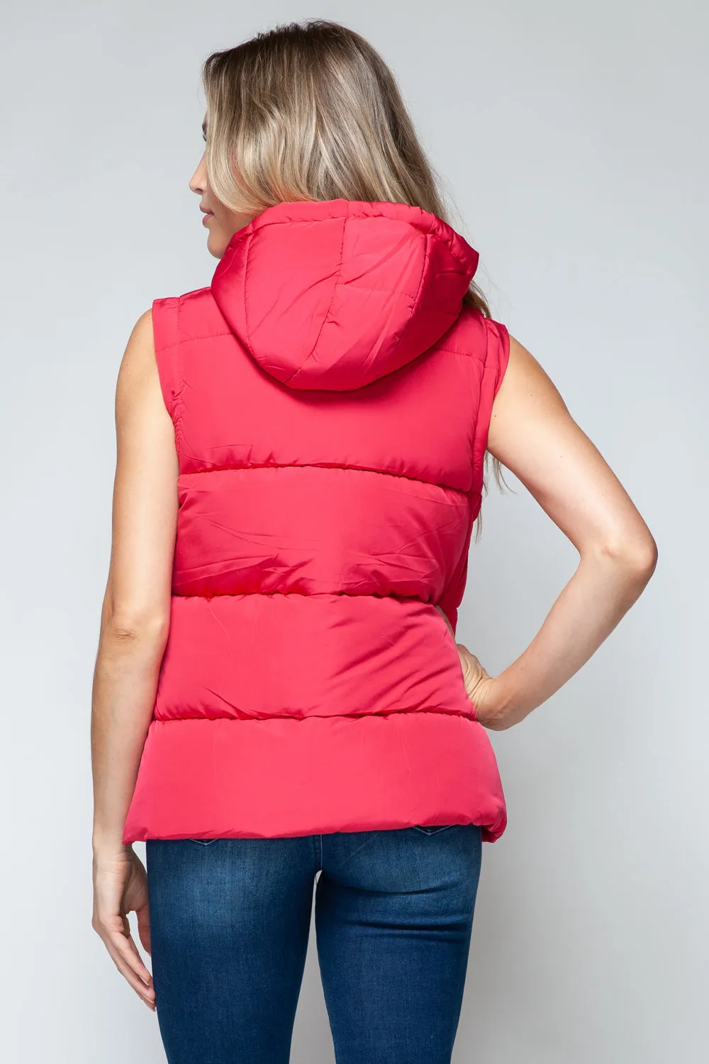 Women Snobbish Snap and Zip Closure Hooded Vest