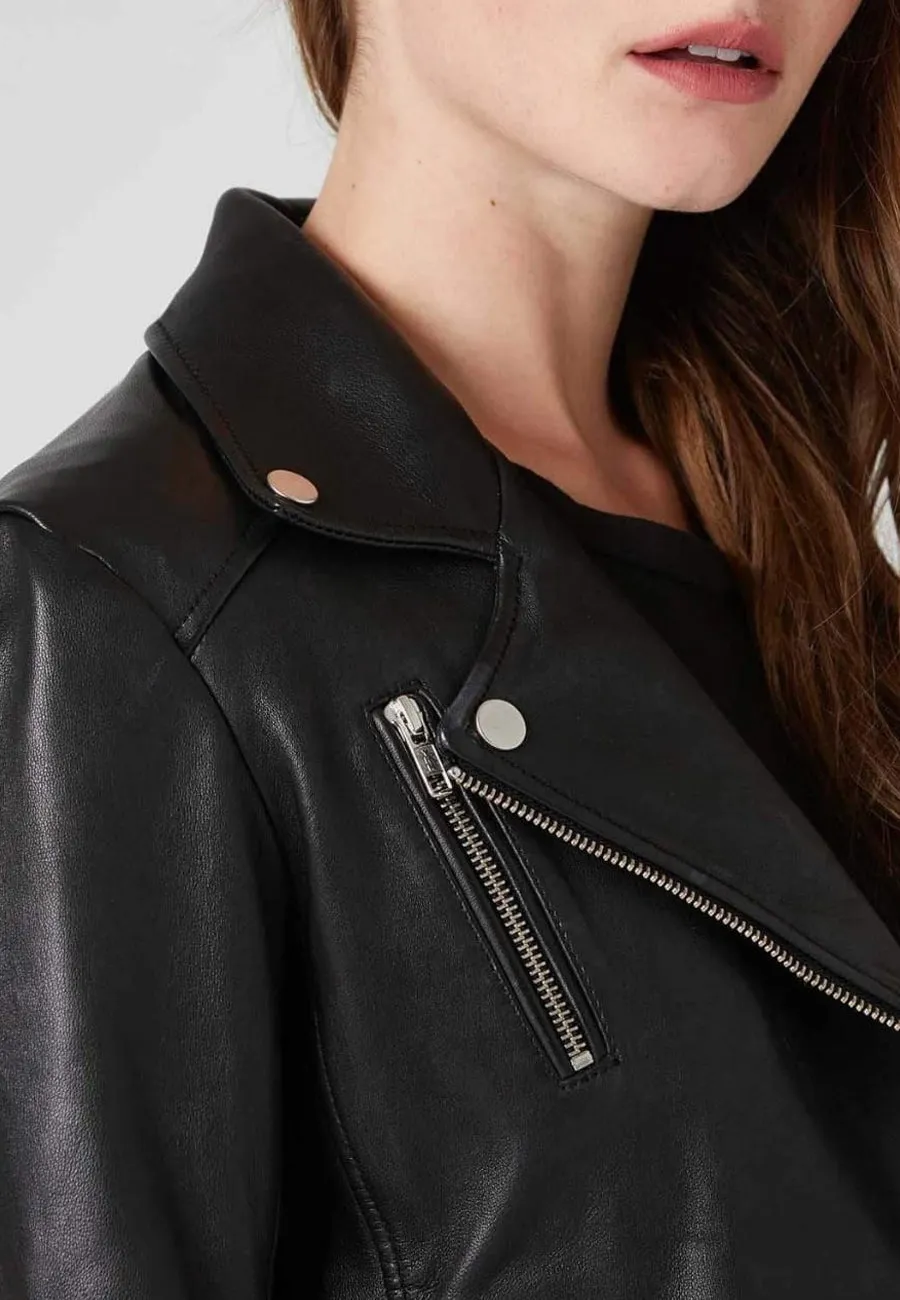 Women’s Black Leather Biker Jacket