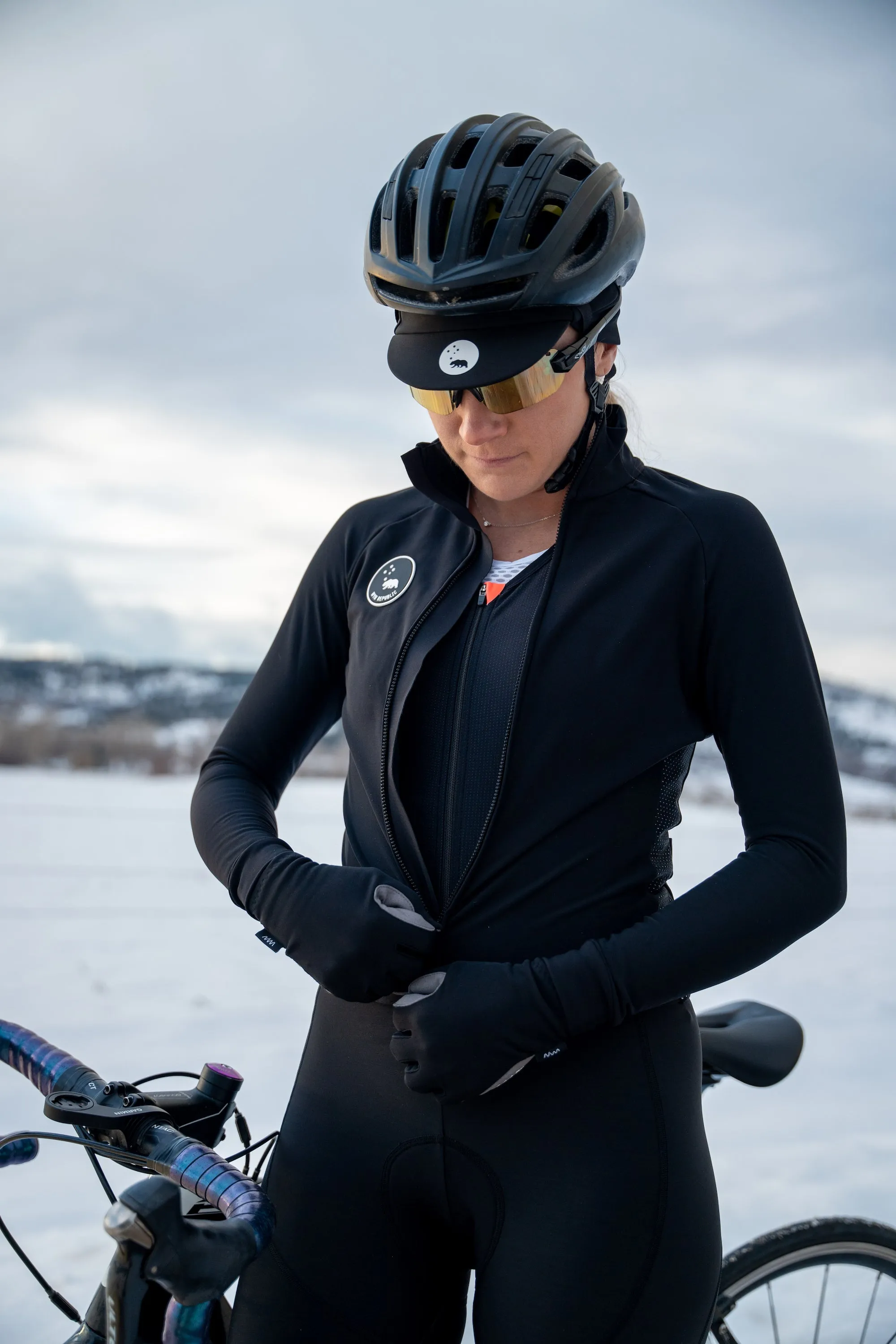 Women's Italian Thermal Cycling Jacket - Black