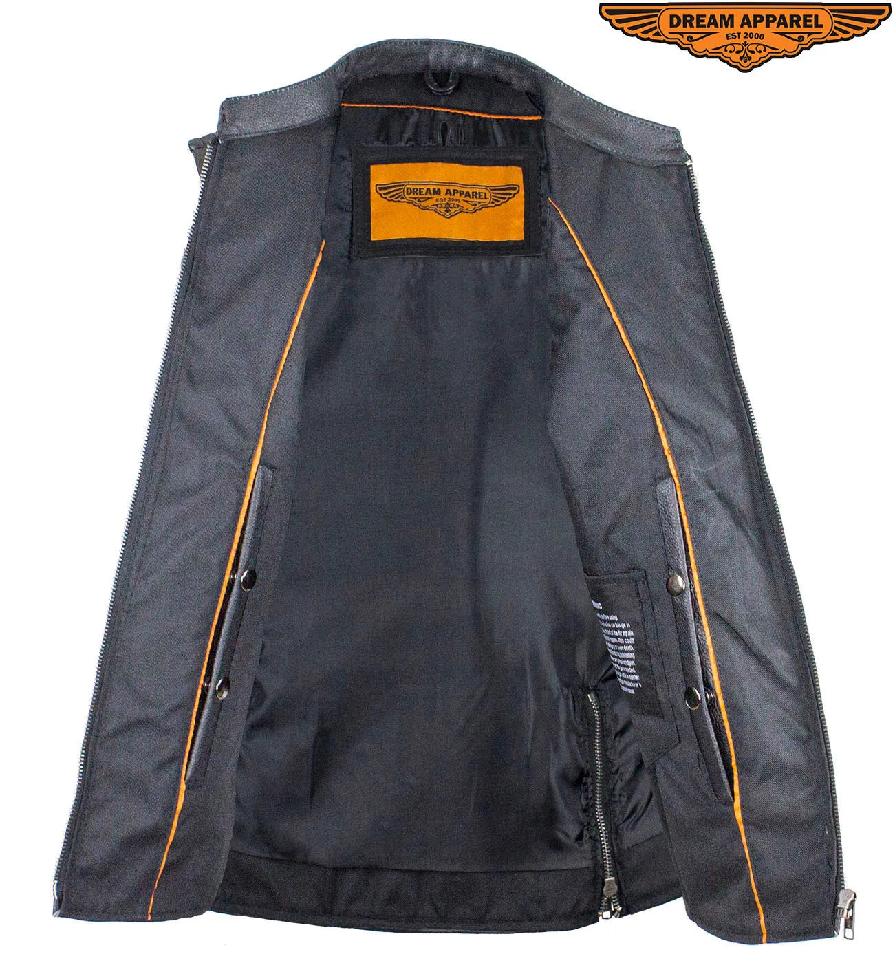 Womens Leather Motorcycle Vest With Two Gun Pockets