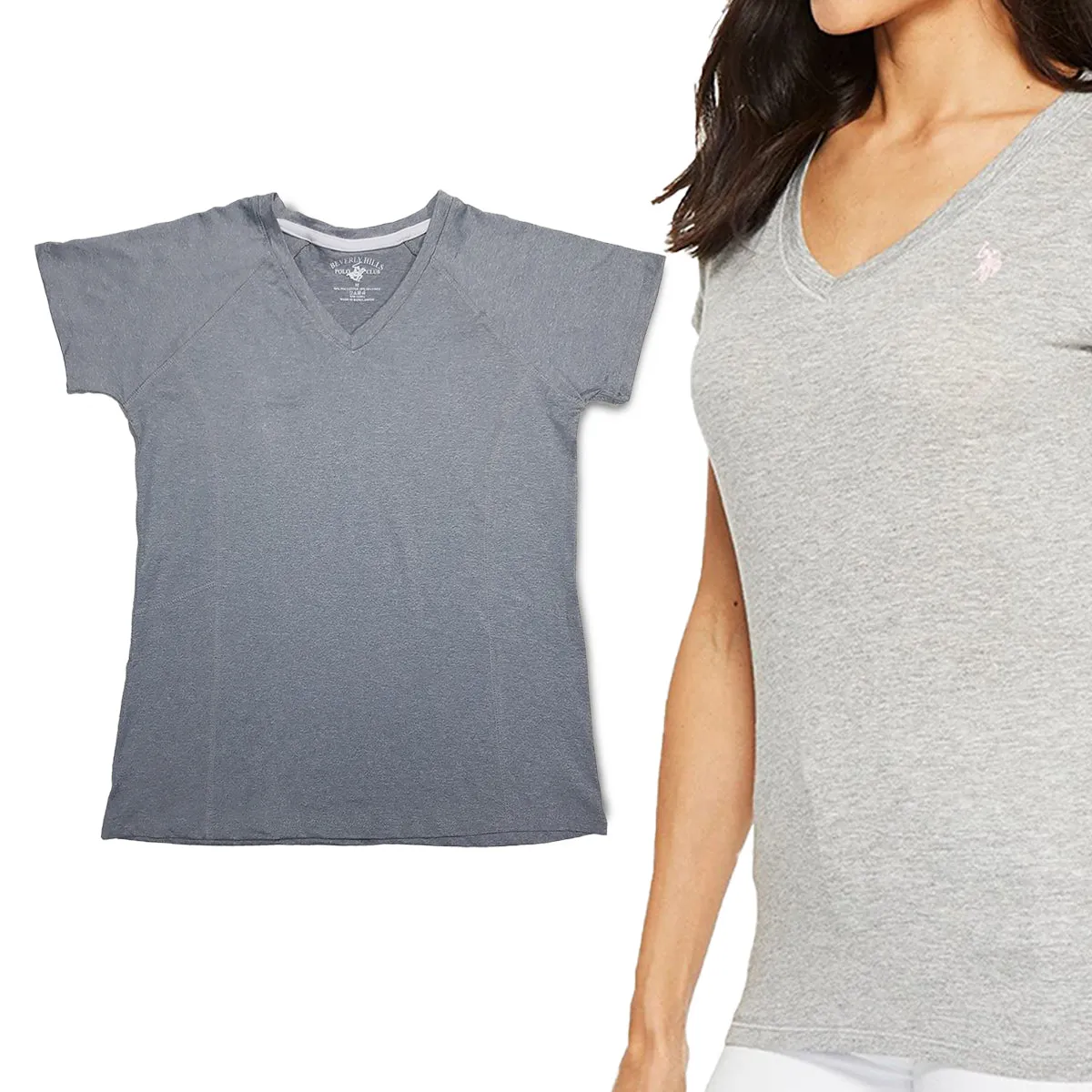 Women's Short Sleeve V-Neck Sports Gym T-Shirt