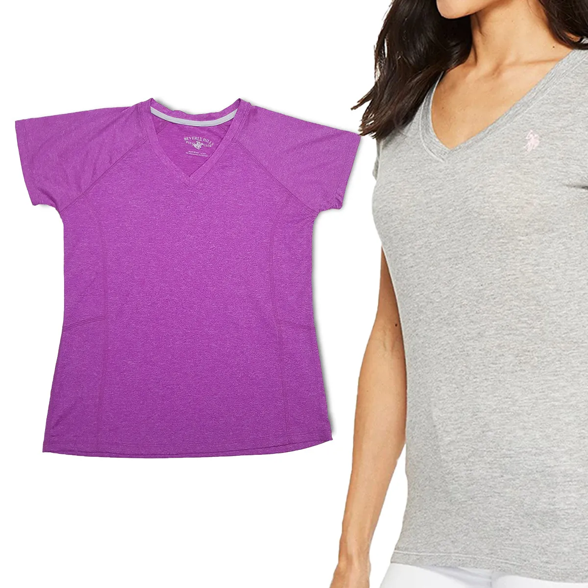 Women's Short Sleeve V-Neck Sports Gym T-Shirt