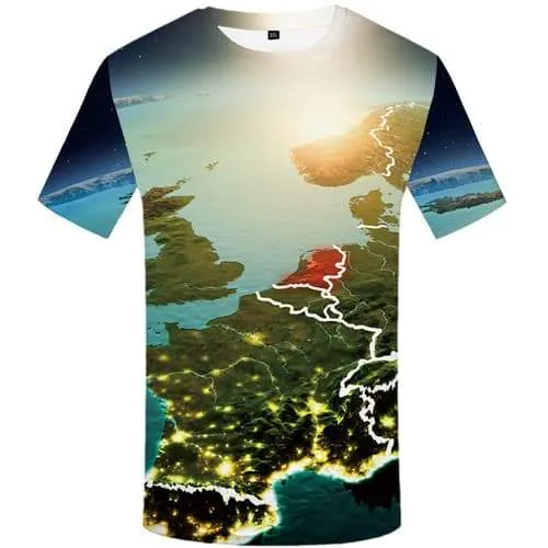 World Map T-shirt Men Forest T-shirts 3d Ocean Tshirts Cool Harajuku T shirts Funny Gothic Tshirts Novelty Short Sleeve summer