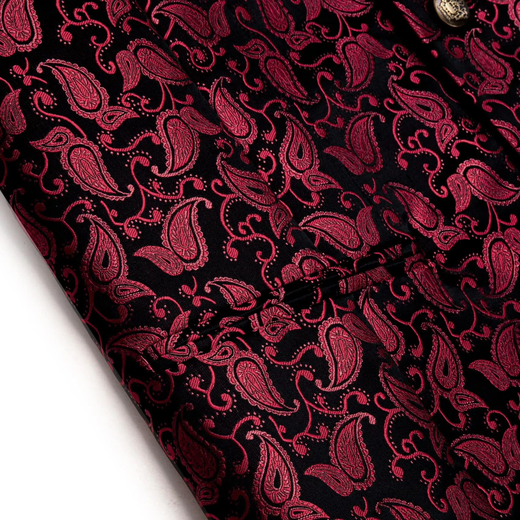 YourTies Deep Carmine Paisley Wedding Waistcoat Silk Vest Necktie Set