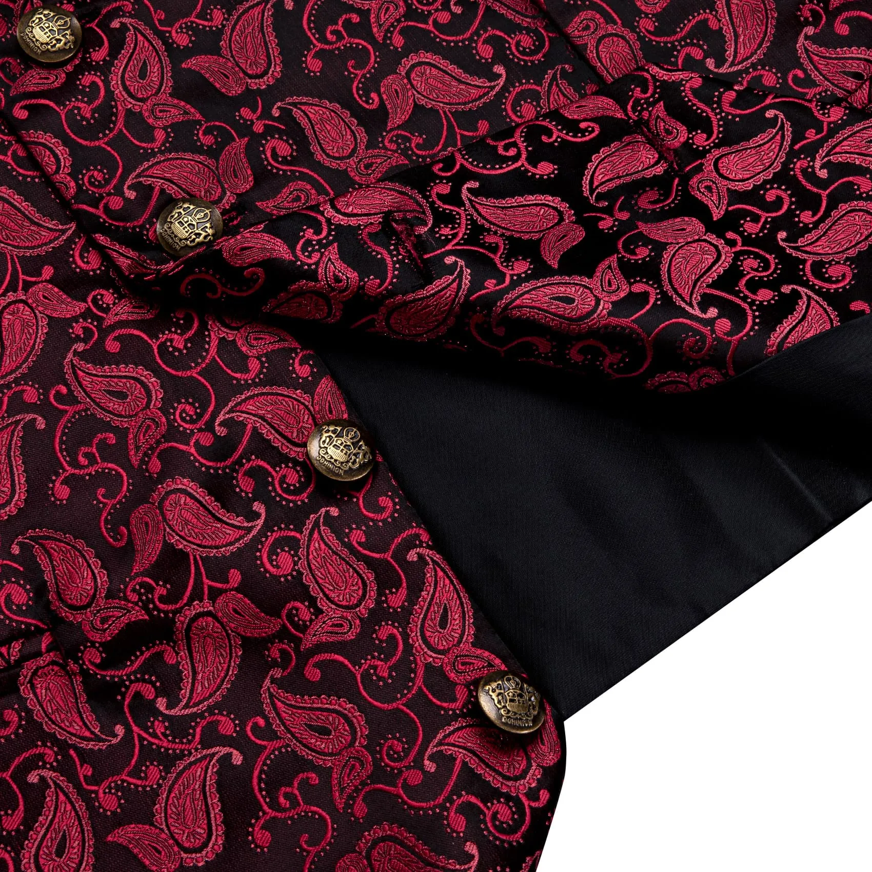 YourTies Deep Carmine Paisley Wedding Waistcoat Silk Vest Necktie Set